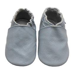 Bemesu Baby Krabbelschuhe Lauflernschuhe Lederpuschen Kinder Hausschuhe aus weichem Leder Einfarbig Steinblau (XL, 18-24 M, EU 23-24) von Bemesu