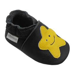 Bemesu Baby Krabbelschuhe Lauflernschuhe Lederpuschen Kinder Hausschuhe aus weichem Leder für Mädchen und Jungen Sterne (M, 6-12 M, EU 20-21) von Bemesu