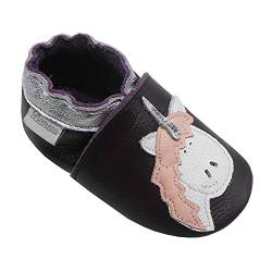 Bemesu Weiche Lederpuschen Krabbelschuhe Lauflernschuhe Kleinkind Kinderschuhe Hausschuhe Lila Einhorn (S, 0-6 M, EU 18-19) von Bemesu