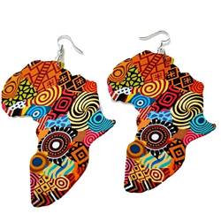 Afrikanische Karte Ohrringe Holzschmuck Ethnischer Stil Ohrring Bohemian Drop Ohrringe Für Frauen von Bemvp