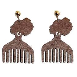Ohrring Frauen Kopf Und Kammform Hölzerne Ohrring Afrozentric Ohrringe Geometrische Ohrschmuck Geschenke () von Bemvp
