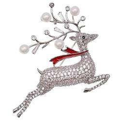 Rentier-brosche Pin 1.57 * 1,77 Zoll Frau Weihnachten Elch-förmige Brosche Für Pullovermantel Abendkleid von Bemvp