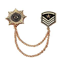 Retro Anis Star Shield Army Medal Vintage Gold Quaste Kette Brosche Stifte Ornamente Für Kragen Handtaschen Kleidung Anzüge von Bemvp