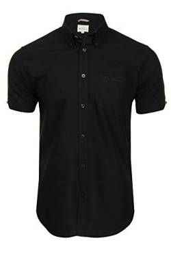 Ben Sherman Herrenhemd mit Button-Down-Kragen, Oxford-Gewebe, kurzärmlig (Black (Embroidered Pocket Logo)) M von Ben Sherman