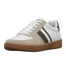 Ben Sherman Hyde Herren-Sneaker, Weiß/Oliv/Gummi, 43 EU von Ben Sherman