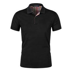 Herren Golf Polo Shirts Baumwolle Kurzarm T-Shirt Casual Button Tee Tennis Sport Top Black 3XL von BenCreative