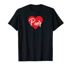 Ich Liebe Peer Vorname Tshirt Liebe Herz T-Shirt von Benannte Personalisierte Herz Tees