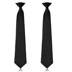 2 Stück Herren-Krawatten zum Anklippen, einfarbig, vorgebundene Krawatten für Büro, Schule, Uniformen, schwarz, Einheitsgröße von Bencailor