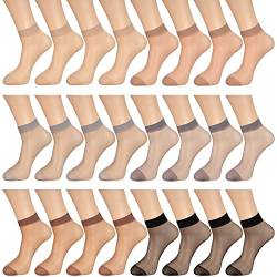 Bencailor 24 Paar Damen Sheer Ankle Socks Dünne Nylonsocken für Frauen Transparente Hohe Strumpfwaren Strümpfe für Mädchen, Mehrfarbig, Einheitsgröße von Bencailor