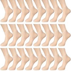 Bencailor 24 Paar Damen Sheer Ankle Socks Dünne Nylonsocken für Frauen Transparente Hohe Strumpfwaren Strümpfe für Mädchen, Hell, hautfarben, Einheitsgröße von Bencailor