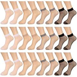 Bencailor 24 Paar Durchsichtig Damen Nylon Dünn Socken (Schwarz, Hellgrau, Nackt, Weiß) von Bencailor