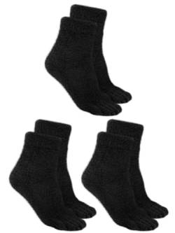 Bencailor 3 Paar Damen Zehensocken Fuzzy Toe Socken Winter Warme Zehensocken Fünf Zehensocken für Mädchen Damen Herren Größe 38-42, Schwarz, Einheitsgröße von Bencailor