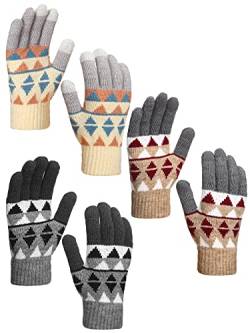Bencailor 3 Paar Touchscreen Winter Mode Damen Handschuhe Thermische Strick Damen Warme Handschuhe für Herren Damen, 3 Stil von Bencailor