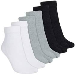 Bencailor 3 Wintersocken Japanische Socken mit Geteilt Zehen Zwei Zehen Elastische Sandalensocken Damen, Schwarz, Grau, Weiß von Bencailor