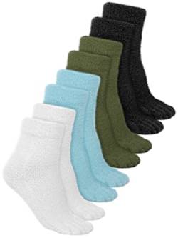 Bencailor 4 Paar Damen Zehensocken Bunte Zehentrenner Socken Flauschige Warme Fünf Zehensocken (Schwarz, Weiß, Graugrün, Hellgrau) von Bencailor