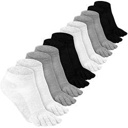 Bencailor 6 Paar Fünf Zehensocken Baumwollsocken für Damen Herren (Schwarz, Weiß, Hellgrau) von Bencailor