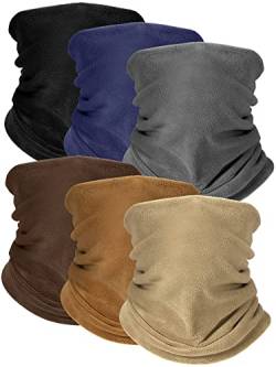 Bencailor 6 Stück Schlauchtuch Winter Nackenschal Polar Fleece Ski Nackenwärmer (Schwarz, Dunkelblau, Grau, Karamell, Khaki, Kaffee) von Bencailor