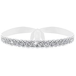 Braut Strass Silber Gürtel Kristall Bindegürtel Schärpe Damen (Weiß, Silber) von Bencailor