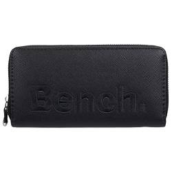 Bench Große XXL Damen Geldbörse Portemonnaie Brieftasche Reißverschluss Clutch, Farbe:Schwarz von Bench