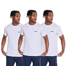 Bench - Herren Everyday Essentials Multipack Lounge Rundhals T-Shirt Set – Packung mit 3, 5 oder 10 kurzärmeligen T-Shirts in klassischer Passform in verschiedenen Farben, Thiago / 3er Pack / Weiß, S von Bench