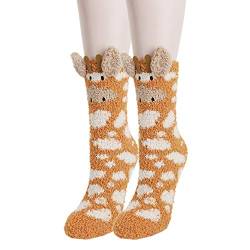 Benefeet Sox Damen fuzzy slipper fußboden-socken-neuheit nette lustige 3d-cartoon-tier weiche flaumige carol velvet innen warm crew socken Medium 1 Pack-giraffe von Benefeet Sox