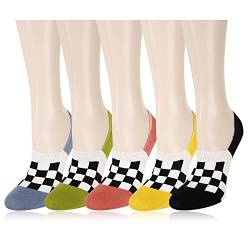 Benefeet Sox Niedliche Damensocken für Mädchen, lustiges Blumenmuster, Tiermuster, niedrig geschnitten, Baumwollfutter, Loafer-Socken, Geschenk, 5er-Pack, Schachbrett, Einheitsgröße von Benefeet Sox