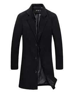 Benibos Herren trench coat slim fit reverskragen overcoat groß schwarz von Benibos