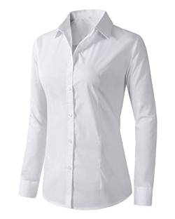 Damen formelle Arbeitskleidung weiß schlicht Shirt - weiß - Klein von Benibos