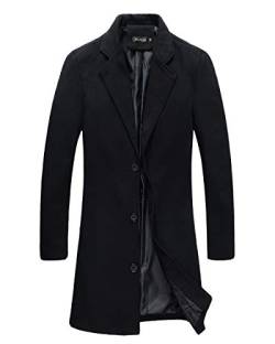 Herren Mantel Slim Fit Gekerbten Kragen Jacke (L, Schwarz) von Benibos