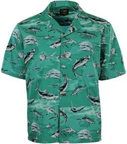 Benny's Hawaii-Hemd für Herren mit Hai-Motiv, jade, Groß von Benny's