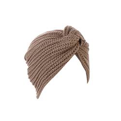 Benoon Frauen Winter Thermische Hüte Turban Hut Böhmische Elastische Acrylfaser Frauen Gestrickt Indische Kopf Wrap für Outdoor, khaki, 5 1/2-6 1/2 von Benoon