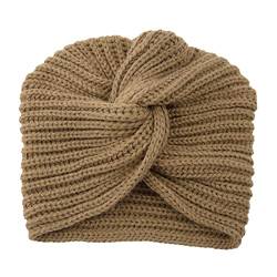 Turban Hut Headwrap für Frauen Haar Turban Schal Kopf Warp Frauen Hut Gestrickt Herbst Winter Stretchy Dome Beanie Headwrap für den täglichen Gebrauch, khaki, 7 1/2-7 3/4 von Benoon