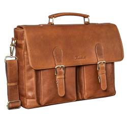 Benthill Aktentasche Leder Laptoptasche - Ledertasche für Damen und Herren Gross - Briefcase - Umhängetasche aus echtem Leder - Große Schultertasche für Laptop, Farbe:Braun von Benthill