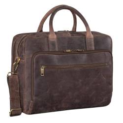 Benthill Aktentasche Leder Laptoptasche - Schultertasche für Herren und Damen Gross - Briefcase - Umhängetasche aus echtem Leder - Große Ledertasche für Laptop, Farbe:DunkelBraun von Benthill