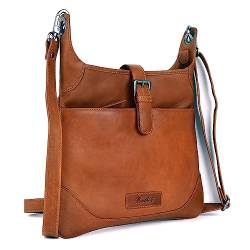 Benthill Damen Handtasche Leder - Shopper aus weichem hochwertigem Echtleder - Vintage Fashion Bag Beutel - Schultertasche - Umhängetaschen, Farbe:Braun von Benthill