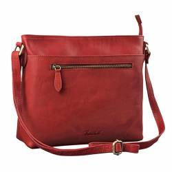 Benthill Handtasche Damen Leder - Tasche aus echtem Rindsleder - Schultertasche mit Reißverschluss - Vintage Umhängetasche, Farbe:Rot von Benthill