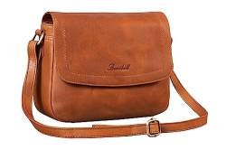 Benthill Handtasche Damen Leder - Umhängetasche aus Rindsleder - Schultertasche aus echtem Leder mit Reißverschluss - Vintage Bag Beutel, Farbe:Braun von Benthill