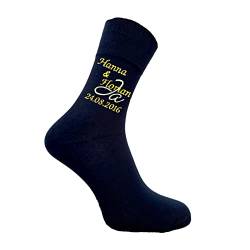 Bentini Herrensocken | Gr. 39-54 | Ja Motiv | Bestickt | Namen & Hochzeitsdatum des Paares | Pärchen Socken | Geschenkidee (as3, numeric, numeric_43, numeric_46, regular, regular, marine) von Bentini