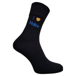 Bentini Socken für Verliebte | Gr. 39-46 | Personalisiert bestickt mit Herz und Namen | I Love Socken | Individuelle Geschenkidee (39-42, schwarz) von Bentini