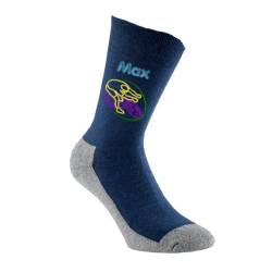 Bentini Sportsocken | Gr. 35-50 | Personalisiert bestickt mit Namen & Fahrrad Motiv | Biker Socken | Damen & Herren (as3, numeric, numeric_43, numeric_46, regular, regular, blau/grau) von Bentini