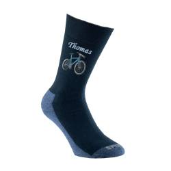 Bentini Sportsocken | Gr. 35-50 | Personalisiert bestickt mit Namen & Fahrrad Motiv | Biker Socken | Damen & Herren (as3, numeric, numeric_47, numeric_50, regular, regular, marine/jeans) von Bentini