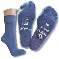 Bentini Spruchsocken Bitte nicht stören! | von Gr.: 35-49 | Damen & Herren | Fußball Spruch auf Fußunterseite | Geschenkidee (as3, numeric, numeric_43, numeric_46, regular, regular, jeansmelange) von Bentini