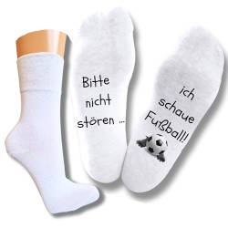 Bentini Spruchsocken Bitte nicht stören! | von Gr.: 35-49 | Damen & Herren | Fußball Spruch auf Fußunterseite | Geschenkidee (as3, numeric, numeric_43, numeric_46, regular, regular, weiss) von Bentini