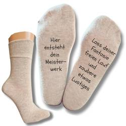 Bentini Spruchsocken | Damen & Herren | Indivduelle Sprüche | Personalisierbare Spruch Socken | Lustige Geschenkidee | Lustige Socken (Gr. 39-42, natur mel.) von Bentini