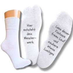 Bentini Spruchsocken | Damen & Herren | Indivduelle Sprüche | Personalisierbare Spruch Socken | Lustige Geschenkidee | Lustige Socken (Gr. 43-46, weiß) von Bentini