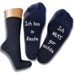 Bentini Spruchsocken Ich bin in Rente... | von Gr.: 35-49 | Damen & Herren | Rentnerspruch auf Fußunterseite | Geschenkidee (as3, numeric, numeric_43, numeric_46, regular, regular, marine) von Bentini