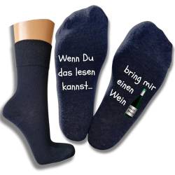 Bentini Spruchsocken - Wenn du das lesen kannst... | von Gr.: 35-49 | Spruch mit Wein Design| Damen & Herren | Geschenke (as3, numeric, numeric_43, numeric_46, regular, regular, marine) von Bentini