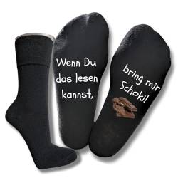 Bentini Spruchsocken bring mir Schoki | Gr. 35-50 | "Wenn du das lesen kannst... | Männer & Frauen Socken | Geschenkidee (35-38, schwarz) von Bentini