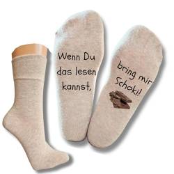 Bentini Spruchsocken bring mir Schoki | Gr. 35-50 | "Wenn du das lesen kannst... | Männer & Frauen Socken | Geschenkidee (39-42, natur mel.) von Bentini