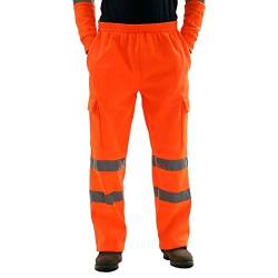 Beokeuioe Arbeitshosen Männer mit Reflektoren Warnschutzhose Herren Lang Jogginghose Herren Hose Reflektierend Herren Jogginghose Herren Orange mit Reflektoren Sporthose von Beokeuioe